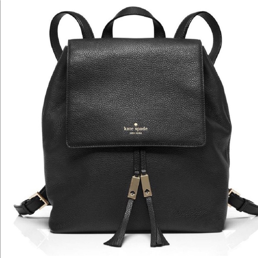 Kate Spade ♠️ black leather roomy backpack